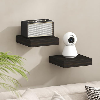 Furinno Tanna Floating Shelves for Wall, 9 x 9 Wall Shelf, Single Set Wall Mounted Floating Shelf with Invisible Bracket, 2-Inch Thick, for Bathroom, Living Room, Bedroom, Home Office, Tobacco Oak