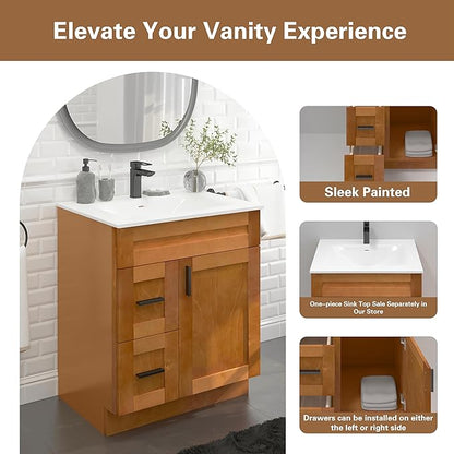 30" Shaker Bathroom Vanity Sink Base with Drawers (Ready-to-Assemble) (Maple Shaker Vanity Base)