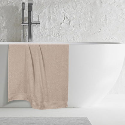 GLAMBURG 100% Cotton Oversized 2 Pack Bath Sheets 35x70, Ultra Soft Highly Absorbant Compact Quickdry & Lightweight Large Bath Sheet Set, Ideal for Gym Travel Camp Pool - Tan