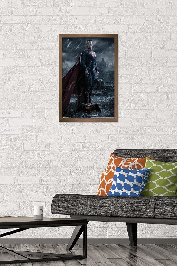 Trends International DC Comics Movie - Batman v Superman - Superman Wall Poster, 14.725" x 22.375", Bronze Framed Version