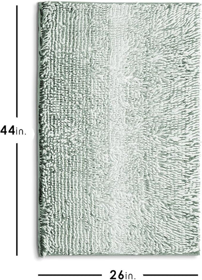 Hearth & Harbor Bathroom Rugs, Chenille Bath Mat - Machine Washable Bath Mats for Bathroom Non-Slip Backing Rubber, Quick Dry Bathroom Mat, 26 x 44 - Ombre Green