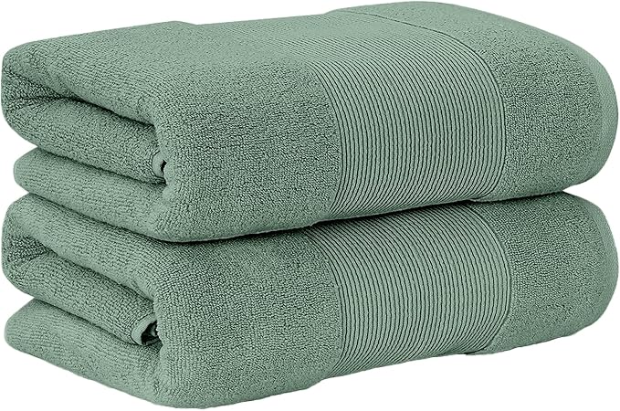 Modern Threads - Air Cloud 2-Pack 100% Zero-Twist Cotton Bath Sheet Set - Super Absorbent & Quick Dry - 500 GSM - Soft & Plush, Eucalyptus