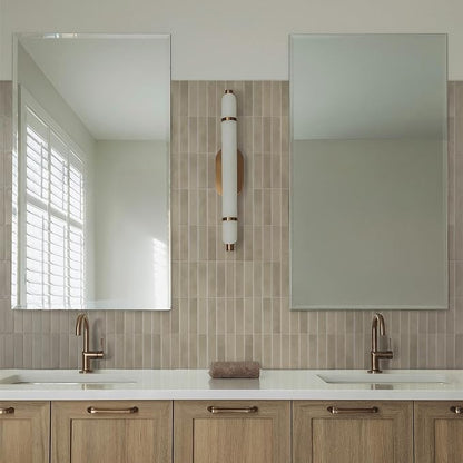 Smart Tiles Peel and Stick backsplash, Stacked Taupe Beige, 11.43"x9" | Pack of 5 (3.5 sq ft), Matte, Heat/Moisture Resistant, Low VOC, Kitchen/Bathroom, Renter Friendly, Made in Canada