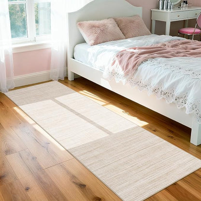 Garvee Rugs for Entryway 2x6 Kitchen Runner Rugs Non Skid Washable, Camel | Modern Solid Color Non Shedding Stain Resistant Neutral Textured Low Pile Soft Foldable Rug for Bathroom Hallway