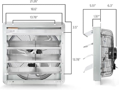 Vie Air Shutter Exhaust Fan with Power Cord – High-Performance Ventilation for Indoor/Outdoor Spaces, Energy-Efficient Cooling - Vent fan for Commercial, Greenhouse, Attic, Shed & Shop (18 Inch)