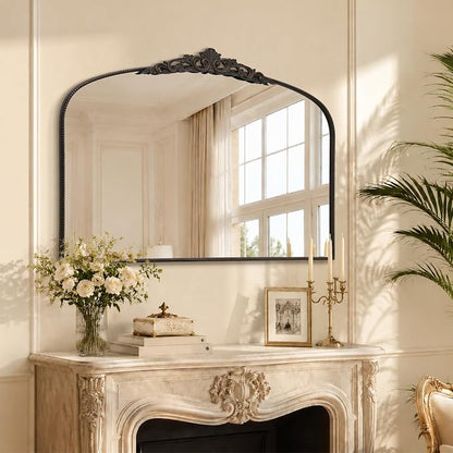 Micasso Oversized Bronze Arched Mirror: 55"x36" Baroque Vintage Wall Mirror | French Antique Traditional Ornate Decorative for Entryway/Bedroom/Bathroom/Hallway/Fireplace - Home Decor for Living Room