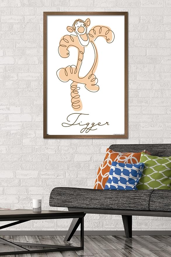 Trends International Disney Simple Moments Line Art - Tigger Wall Poster, 34L x 22.4W, Bronze Framed Version