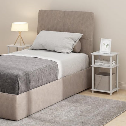 Furinno JUST Night Stand Set of 2, 3-Tier Turn-N-Tube Nightstand, Toolless Bedside Tables, End Table, Side Table with Open Storage for Bedroom, Closet, Dorm, Bathroom, White