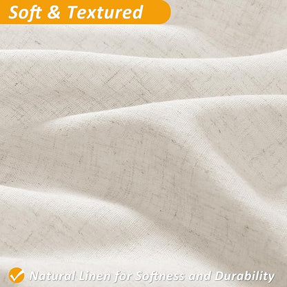 Extra Long Linen Shower Curtain 84 Inches Beige Double Layer | Natural Ivory Cream, Curtains with Hook, Snap in Liner, Water Repellent, Bath Decor, 1 Panel, 72x84