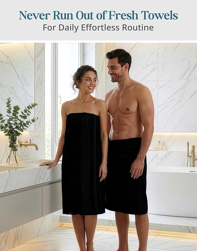 Casa Platino 100% Cotton Bath Towels 2 Pack (30"x60") - Ring Spun Mercerized Cotton Large Towel Set for Bathroom - Quick Dry, Soft & Absorbent Large Bath Towel Set - Oeko Tex Certified - Black Towels