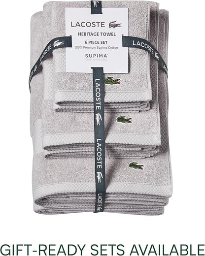 Lacoste Heritage 100% Supima Cotton Wash Cloth, Microchip, 13" x 13" – Highly Absorbent & Quick Drying, Premium Super Soft Bath Towel, Bathroom Essential, Gift for All Occasions, Machine Washable