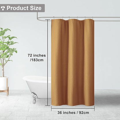 OVZME Gold Stall Fabric Shower Curtain 36 x 72 Inch, Soft Waffle Small Shower Curtain for Bathroom with Texture for Narrow Stall Size, Machine Washable Water Resistance, Hotel Style