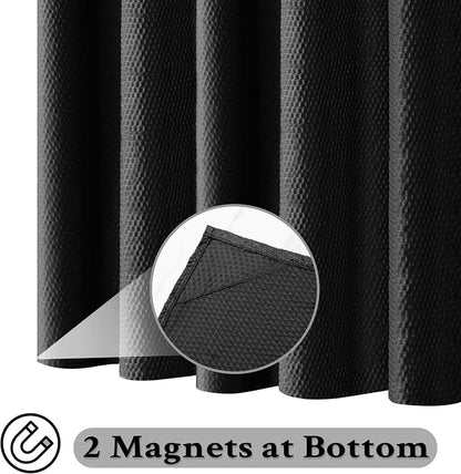 Tititex Solid Black Cloth Fabric Shower Curtain Liner with 2 Magnets - Texture Soft Hotel Quality Waterproof Shower Liner, Light-Weight & Machine Washable 36x72 inch