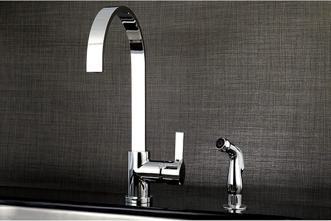 Gourmetier LS8710CTLSP Continental Single-Handle Kitchen Faucet with Side Sprayer, Matte Black