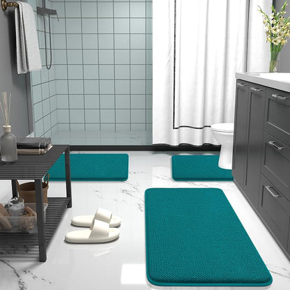 OLANLY Thick Memory Foam Bathroom Rugs 36x24, Absorbent Bath Mat, Deep Lake | Soft Quick Dry Bath Rugs, Non-Slip, Machine Washable Carpet for Bathroom Floor, Tub and Shower, Home Decor Accessories