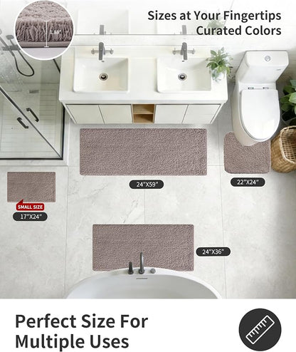 ILANGO Camel Bathroom Rugs 70" × 24" Non Slip & Super AbsorbentExtra Thick Soft, Washable Bath Carpet Runner for Floor, Microfiber Plush Shaggy Bath Mats with Tub for droom Bathtub Shower Room