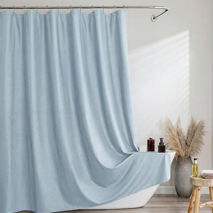 Long Shower Curtain 84 Inch Length 1 Piece, Embossed Textured Soft Fabric Bathroom Shower Curtain, Water Repellent Machine Washable Cloth Hotel Spa Bath Decor, Glacier Blue, 72Wx84L Inches