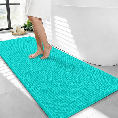 OLANLY Thick Chenille Bathroom Runner Rugs 44x24, Absorbent Bath Mat, Teal | Soft Bath Rugs, Rubber Backing, Machine Wash Dry, Bath Mats for Bathroom, Tub and Shower, Home Decor Accessories