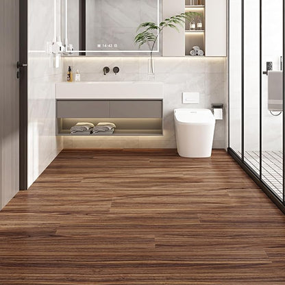 Hilarious Peel and Stick Vinyl Floor Tiles, Rustic Walnut Wood 36 PCS 54 Sq.Ft Waterproof Floor Stickers Self Adhesive Vinyl Flooring Stick on Floor Tiles Vinyl Plank Bathroom, Kitchen, Living Room RV