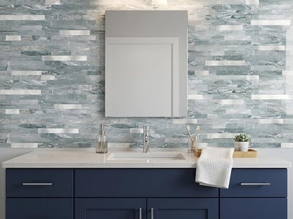 20 - Sheet Peel and Stick Backsplash Wall Tile, PVC Kitchen Backsplash, Stick on Tiles for Backsplash Kitchen (12'' X 12'', Polished Cyan)