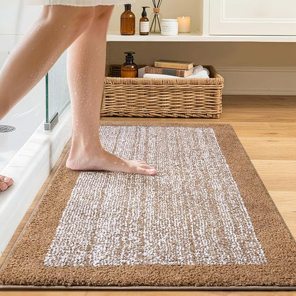 Bathroom Rugs 30x20 Non Slip Washable, Coffee Bath Mat for Bathroom Floor Tub, Soft Absorbent Quick Dry Mats for Shower, Bathtub,Home Decor