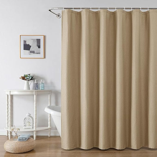 OWENIE Taupe Shower Curtain for Bathroom 78 Inches Long, 3D Embossed Textured Fabric Farmhouse Shower Curtain Soft Cloth, Water Repellent, Machine Washable, Hotel Style, 72" W x 78" L, Taupe