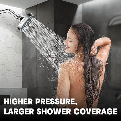High Pressure Shower Head, HOPOPRO 5-Mode Fixed Showerhead, NBC Recommended | The Washington Post, NBC News, Today TV Show Recommended, Consumer Reports Tested High Flow Fixed Shower Head (4 Inch Chrome)