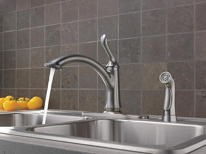 Delta Faucet Linden Single-Handle Kitchen Faucet with Side Sprayer, Brushed Nickel Kitchen Sink Faucet, Kitchen Faucet with Sprayer, Arctic Stainless 4453-AR-DST