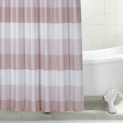 Dainty Home Ombre Waffle Weave Shower Curtain (Blush with 12 Hooks)