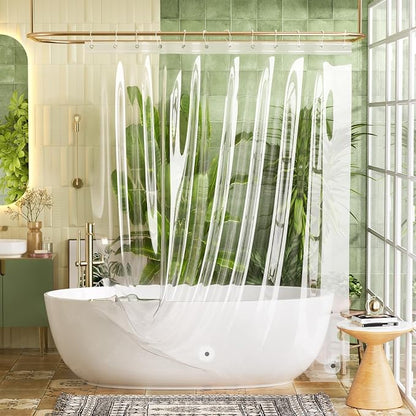 Bathway Shower Curtain Liner Clear Shower Curtain Liner 72x72 PEVA Plastic Shower Liner Waterproof Shower Curtain Liner with 3 Magnets and 12 Rustproof Grommets, Lightweight Shower Liner Bathroom