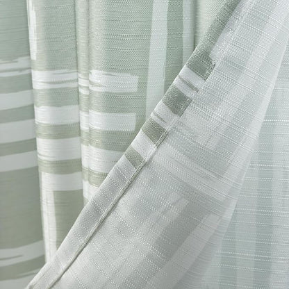 Serafina Home Hotel Quality Fabric Bathroom Shower Curtain: Geometric Square Design - Sage Green and White Milo Sage (72 x 70 inches)