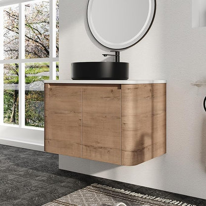 Malwee 30" Floating Bathroom Vanity with Sink, 30 Inch Wall Mounted Bathroom Cabinet Combo, Modern Single Sink Bath Storage Vanity Set, with 2 Soft Close Doors and Ceramic Vessel Basin Top(30-CC