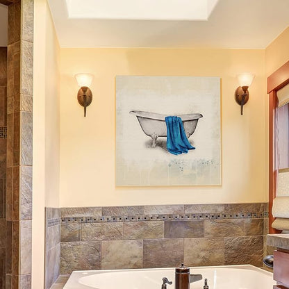 Renditions Gallery Watercolor Vintage Bathtub Bathroom Décor Gallery Wrapped Canvas Wall Art, 12x12,