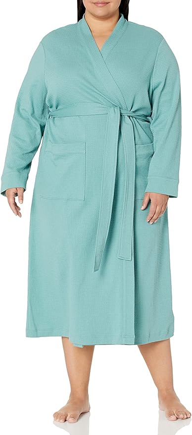 Amazon Essentials Women's Lightweight Waffle Full-Length Bath Robe (Available in Plus Size)