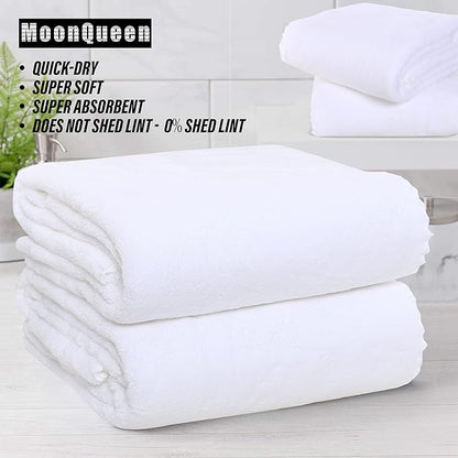 MOONQUEEN 6 Pack Premium Bath Towel Set - Quick Drying - Microfiber Coral Velvet Highly Absorbent Towels - Multipurpose Use as Bath Fitness, Bathroom, Shower, Sports, Yoga Towel (White)