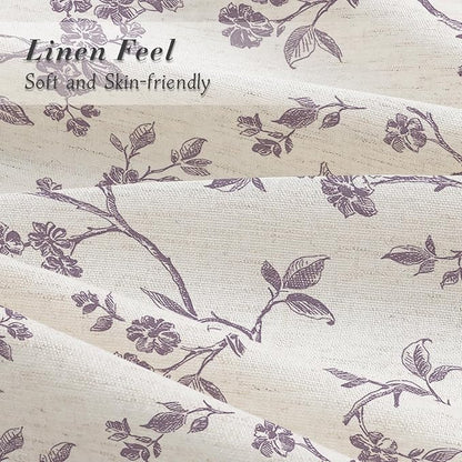 MitoVilla Lavender Linen Floral Shower Curtain for Bathroom, 72 x 72 | Lavender BoHo Cottagecore Spring Shower Curtains, Modern Farmhouse Country Plant Leaves Bathroom Décor, 72 x 72