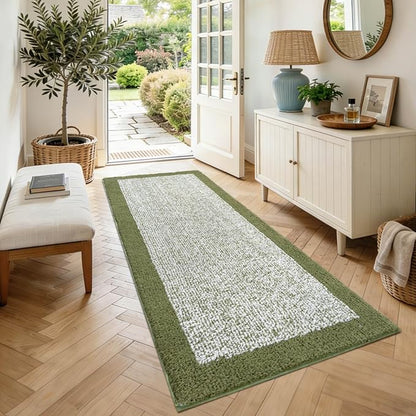 60x24 Long Bathroom Rugs Washable Non Slip, Olive Green Bath Mat for Bathroom Floor Tub, Soft Absorbent Quick Dry Mats for Shower,Bathtub,Home Decor