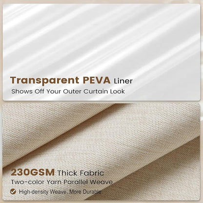 BTTN 3 in 1 Shower Curtain Set - 84 Inch Extra Long Linen Textured Cloth Shower Curtain and Clear Liner with Plastic Hook, Tall Modern Waterproof Shower Curtain for Bathroom, Cream/Beige, 72x84