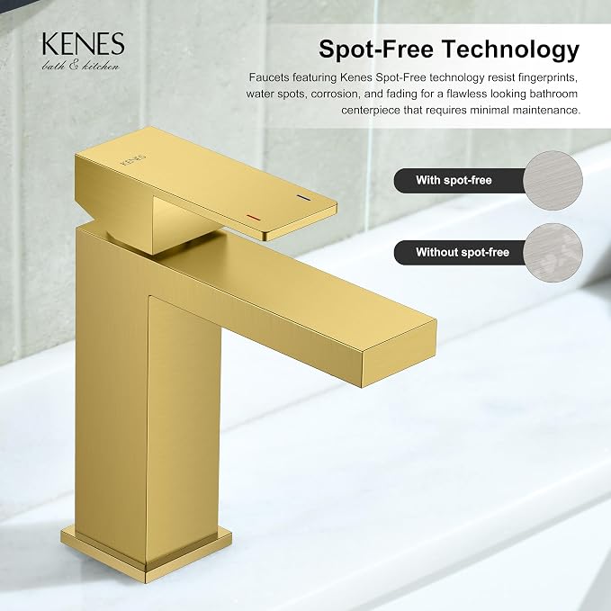 Brushed Gold Bathroom Faucet Single Hole, Single Handle Vanity Faucet | Bathroom Sink Faucet with Pop Up Drain & Supply Lines, Lead-Free cUPC & NSF Certified, 1 Handle Faucet for Vanity RV Restroom