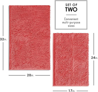 Hearth & Harbor Bathroom Rugs, Chenille Bath Mat - Machine Washable Bath Mats for Bathroom Non-Slip Backing Rubber, Quick Dry Bathroom Mat