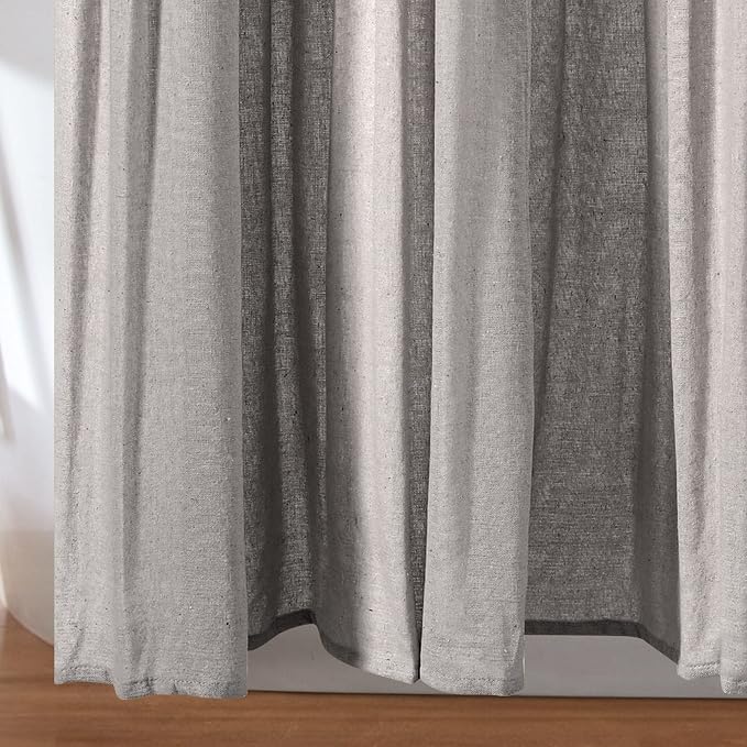 Lush Decor Linen Button Shower Curtain, 72" W x 78" L, Linen - Extra Long Shower Curtains - Neutral Shower Curtain Fabric - Farmhouse Bathroom Decor