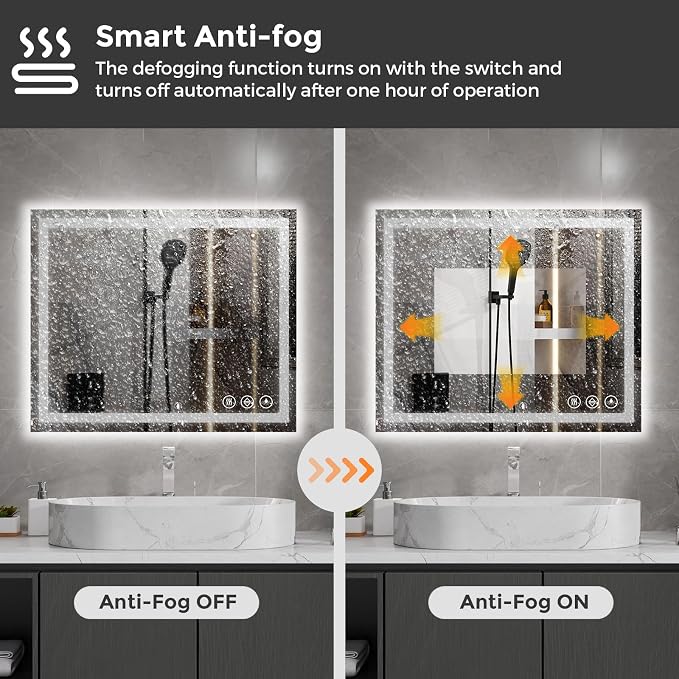 Koonmi 35x24 LED Bathroom Mirror, Shatterproof Mirror with Light | 90CRI Shatterproof Vanity Mirror with Backlit + Front Lit, Easy Install for Bathroom Hotel (IP65)