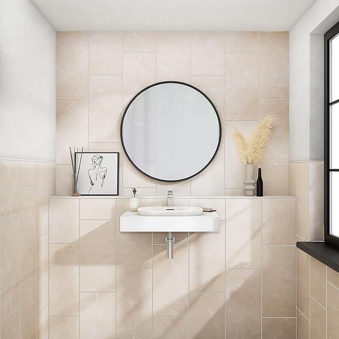 Daltile Perpetuo 12" x 24" Glazed Ceramic Flat Wall Tile in Satin Elegant Beige (8 pieces per carton) (15.52 sqft per carton)