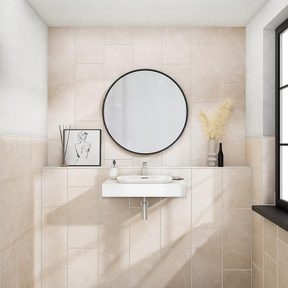 Daltile Perpetuo 12" x 24" Glazed Ceramic Flat Wall Tile in Satin Elegant Beige (8 pieces per carton) (15.52 sqft per carton)