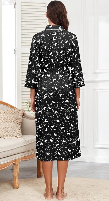 PrinStory Womens Robe Long Knit Bathrobe Lightweight Soft Robes Ladies Bath Robe