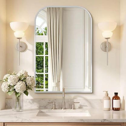 COFENY Bathroom Mirror, 16x24 inch Silver Rectangle Wall Mounted Mirror with Thin Frame, Bathroom Vanity Mirrors for Over Sink, Entryway, Living Room, Bedroom