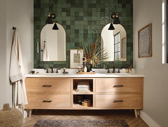 Moen Brantford Oil-Rubbed Bronze Two-Handle Widespread Bathroom Faucet Trim Kit Bathroom Faucets for Sink 3-hole Deck Mounted Setup, (Valve Required), T6620ORB