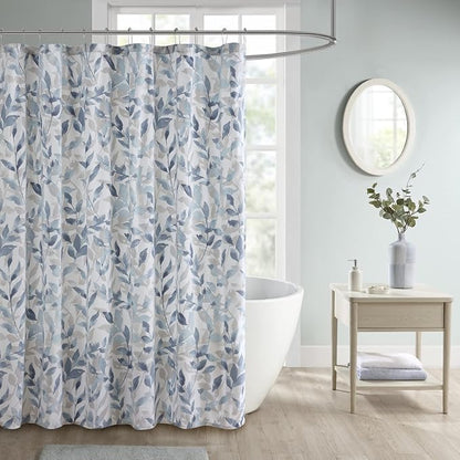 Madison Park Sofia Shower Curtain for Bathroom, 72 x 72, Blue | Ultra Soft, Microfiber, Adds Privacy, Machine Washable, OEKO-TEX Certified