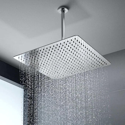 Voolan Extra Large Rain Shower Head - High Flow Square Rainfall Showerhead - Waterfall Full Body Coverage - Universal Ceiling or Wall Mount (16 * 12 Inch Rectangle, Brushed Nickel)