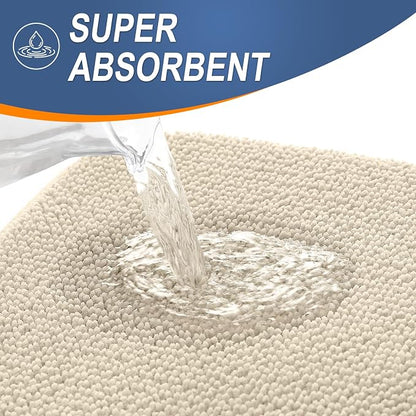 OLANLY Memory Foam Bathroom Runner Rug 40x24, Absorbent Long Bath Mat, Sand | Soft Quick Dry Bath Rugs, Non-Slip Carpet, Machine Washable Mat for Bathroom Floor, Tub and Shower, Home Decor Accessories